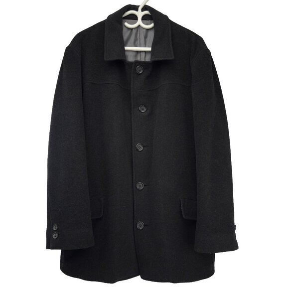 BOSCO UOMO Charcoal Wool Pointed Collar Classic Pea Car Black man’s Coat sz 42 - Picture 1 of 7